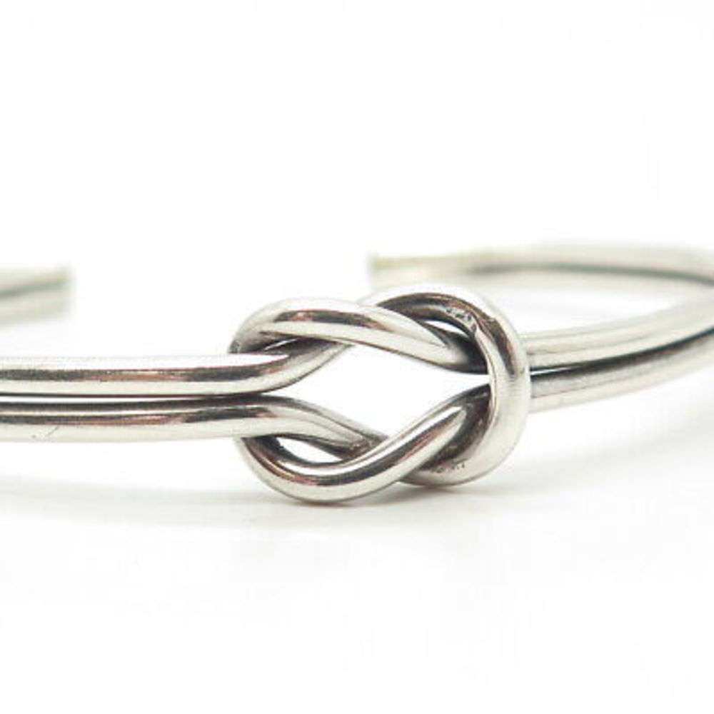 925 Sterling Silver Vintage Knot Adjustable Cudd Bracelet 6.5" - Picture 7 of 8